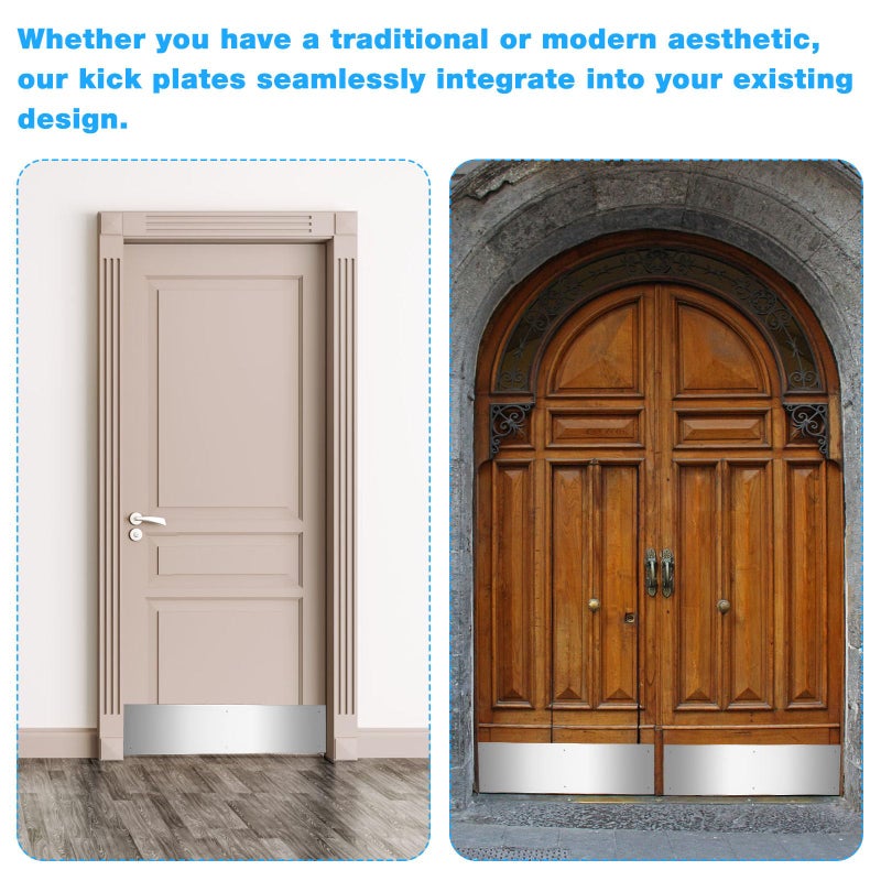 Kscjdg Door Push Plate-Door Kick Plate-4x16 in Door Plates-Kick Plate Door Plate Interior or Exterior Front Door or Back Door Door Protection with 6 Screws - 2 Pack - Image 5